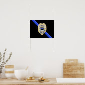 Poster Drapeau et insigne de la Ligne Bleue Mince (Cuisine)