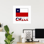 Poster Drapeau et nom du Chili en couleur (Bureau à domicile)