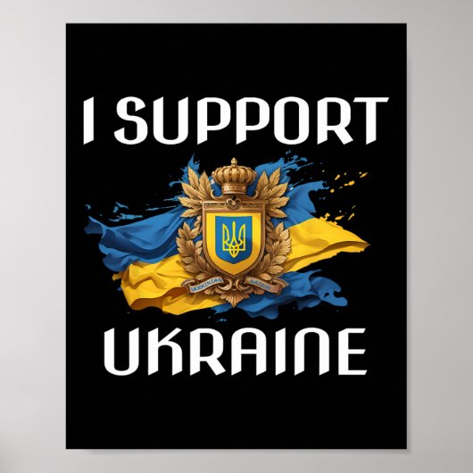 Poster Drapeau et symbole de soutien à l'Ukraine Peuple u (Devant)