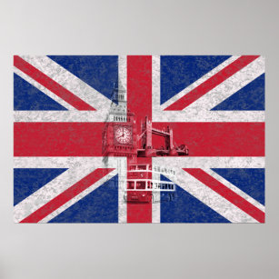 Poster Drapeau et symboles de la Grande-Bretagne ID154