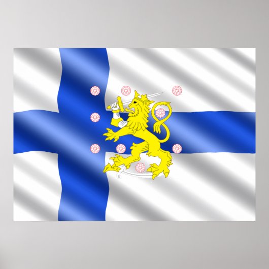 Poster Drapeau finlandais (Devant)