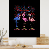 Poster Drapeau Flamant rose américain pour le 4 juillet (Cuisine)