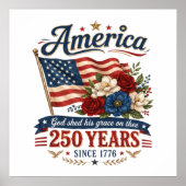 Poster Drapeau floral 250 ans d'Amérique (Devant)