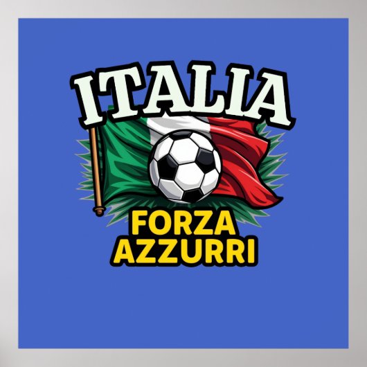 Poster Drapeau Forza Azzurri (Devant)