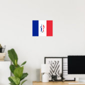 Poster Drapeau français et monogramme fille (Bureau à domicile)