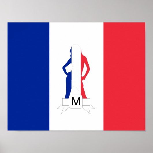 Poster Drapeau français et monogramme fille (Devant)