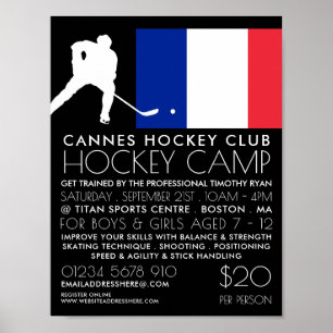 Poster Drapeau français, Joueur de hockey, Publicité de c
