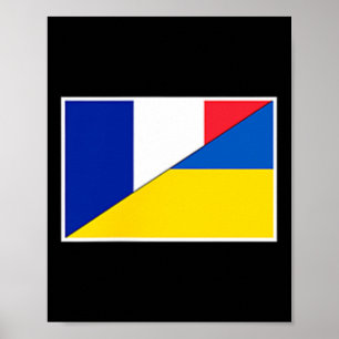 Poster Drapeau France Ukraine Soutien Français Ukrainien