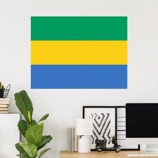 Poster Drapeau gabonais (Gabon) (Bureau à domicile)