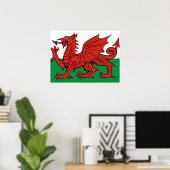 Poster Drapeau gallois, "Cymru am byth", Le dragon rouge (Bureau à domicile)