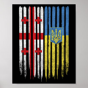 Poster Drapeau géorgien ukrainien Géorgie Ukraine
