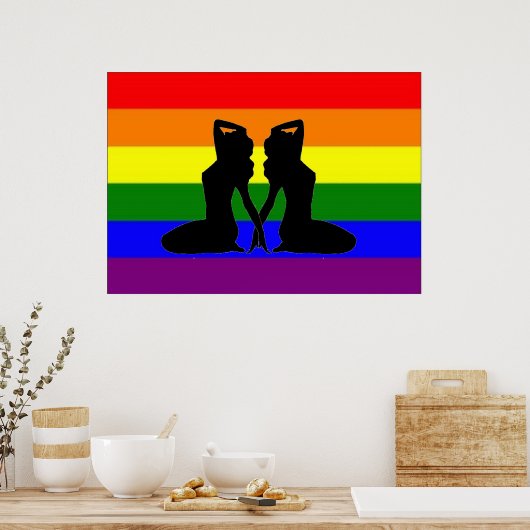 Poster Drapeau grec de la fierté lesbienne (Cuisine)