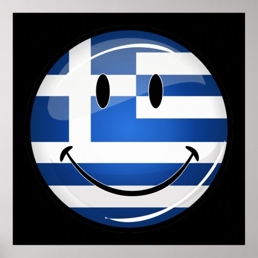 Poster Drapeau grec souriant (Devant)