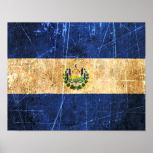 Poster Drapeau griffé et usé Vintage Salvador