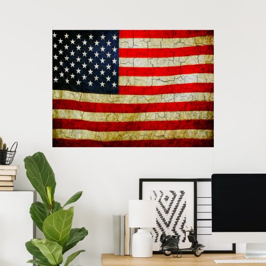 Poster Drapeau Grunge America (Bureau à domicile)