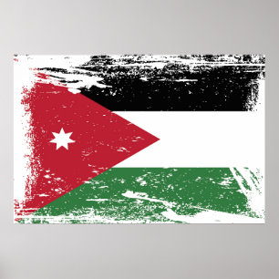 Poster Drapeau grunge de la Jordanie