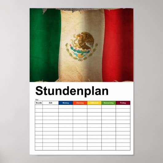 Poster Drapeau Grunge du Mexique (Devant)