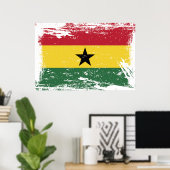 Poster Drapeau Grunge Ghana (Bureau à domicile)