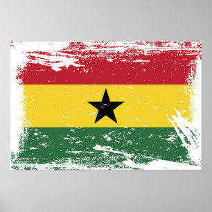 Poster Drapeau Grunge Ghana