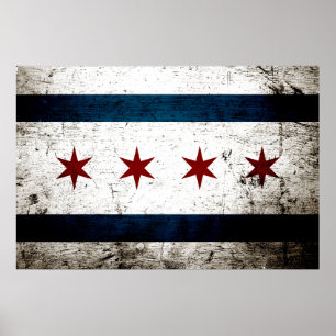 Poster Drapeau grunge noir de Chicago