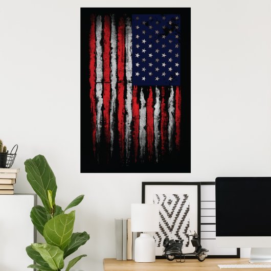 Poster Drapeau Grunge U.S.A (Bureau à domicile)