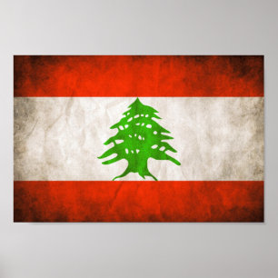 Poster Drapeau Grungy Lebanon