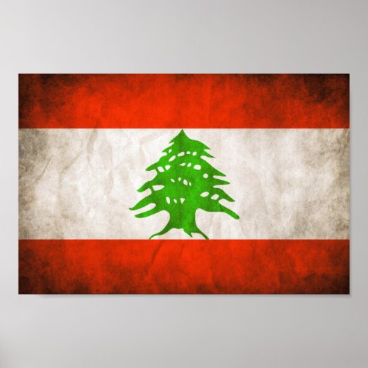 Poster Drapeau Grungy Lebanon (Devant)