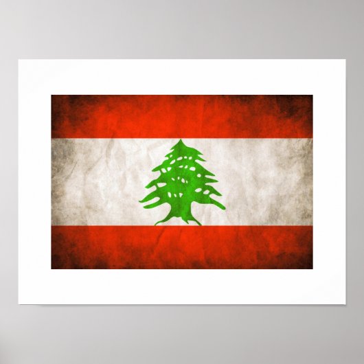 Poster Drapeau Grungy Lebanon (Devant)