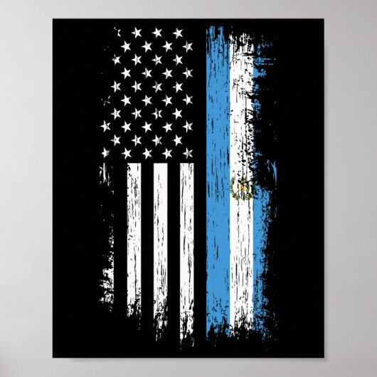 Poster Drapeau guatémaltèque américain - Fierté Guatemala (Devant)