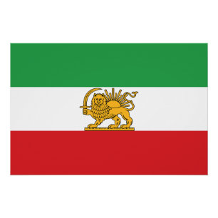 Poster Drapeau Historique Original du Lion et Soleil Iran