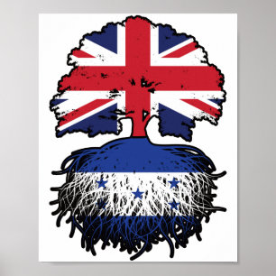 Poster Drapeau hondurien britannique des racines d'arbres