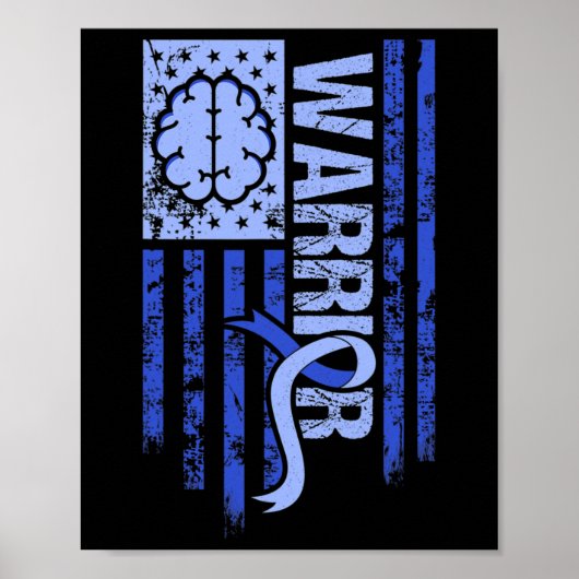 Poster Drapeau Hydrocéphalie Warrius Blue Ribbon Awarenes (Devant)