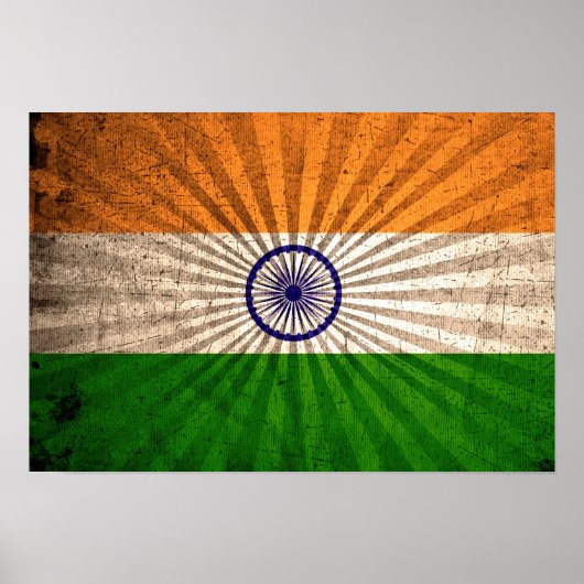 Poster Drapeau indien cool Grunge (Devant)