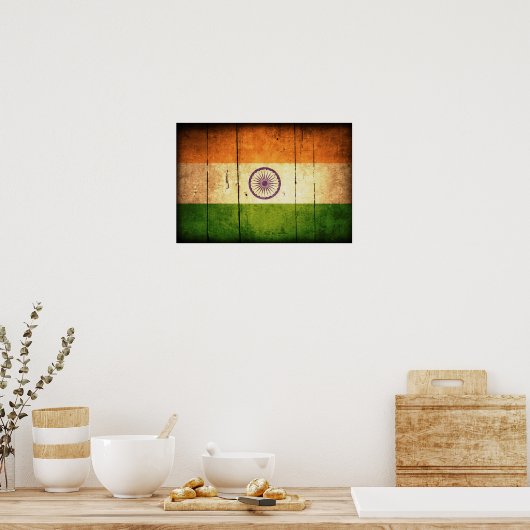 Poster Drapeau indien en bois (Cuisine)