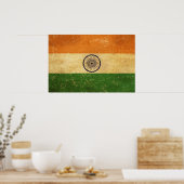 Poster Drapeau indien Vintage Grunge Design (Cuisine)