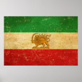 Poster Drapeau Iran Lion et Sun Shah d'Iran (Devant)