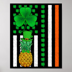 Poster Drapeau irlandais américain Shamrock Ananas Fruit