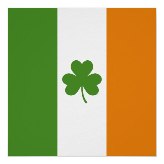 Poster Drapeau irlandais de la Saint Patrick avec Shamroc (Devant)