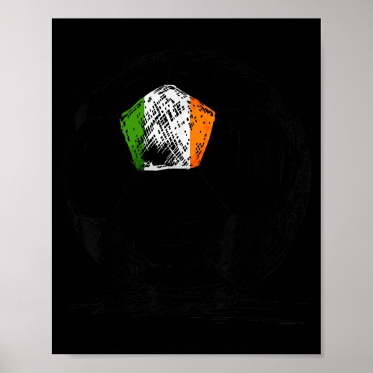 Poster Drapeau irlandais Eire Design sur ballon de footba (Devant)