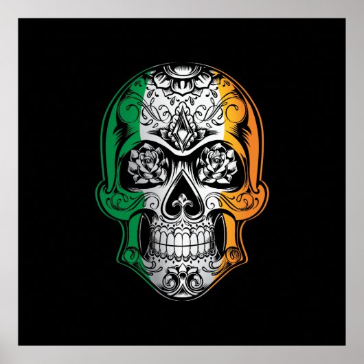 Poster Drapeau Irlandais Et Rose (Devant)