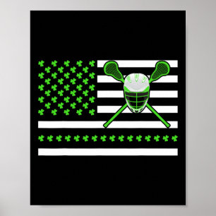 Poster Drapeau irlandais Shamrock américain crosse St. Pa