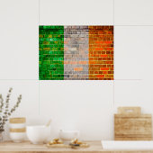 Poster Drapeau irlandais sur un mur de briques (Cuisine)
