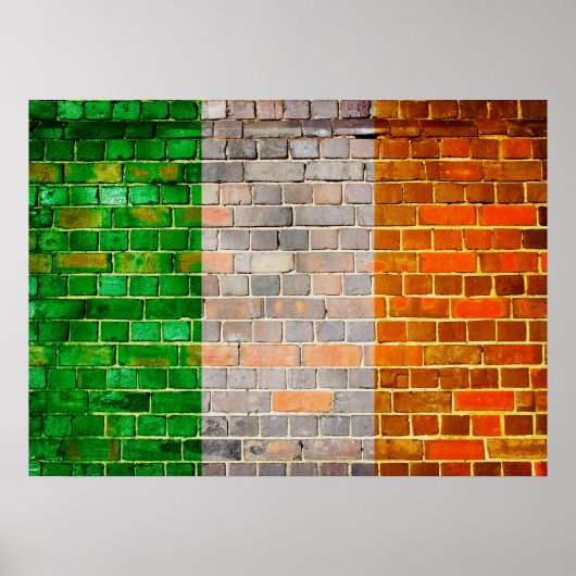 Poster Drapeau irlandais sur un mur de briques (Devant)