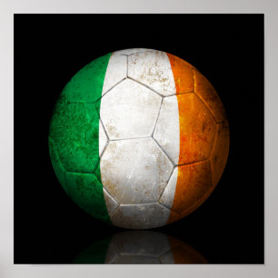 Poster Drapeau irlandais Worldwide Football Ball