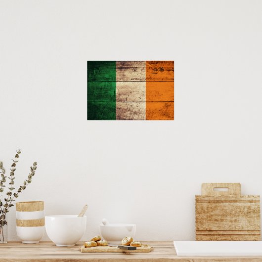 Poster Drapeau Irlande en bois (Cuisine)