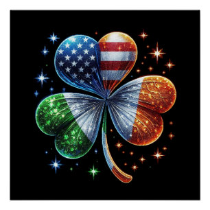 Poster Drapeau irlando-américain ST-PATRICK