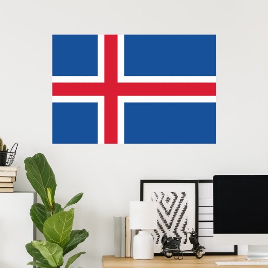 Poster Drapeau Islande (Bureau à domicile)