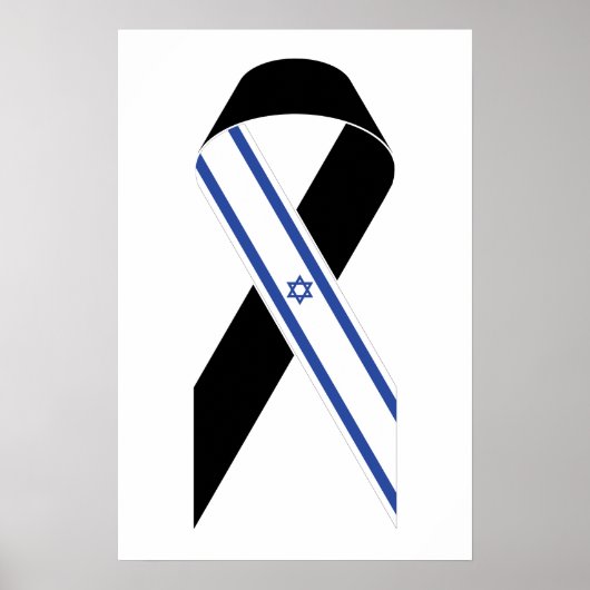Poster Drapeau israélien ruban noir (Devant)
