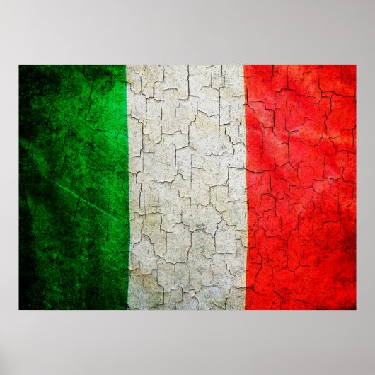 Poster Drapeau italien fissuré (Devant)