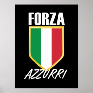 Poster Drapeau italien Forza Azzurri